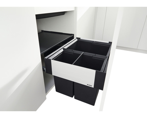Tiroir coulissant de meuble de cuisine avec système de tri des déchets de Blanco