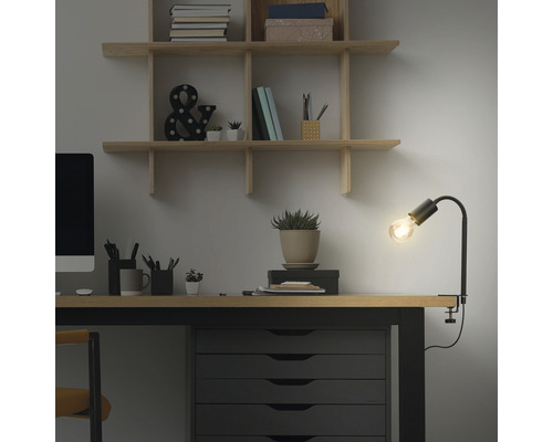 Bureau avec étagères et lampe à pince pour bureau