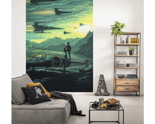Dekoratives Wandbild mit Star Wars Motiv in einem Wohnzimmer