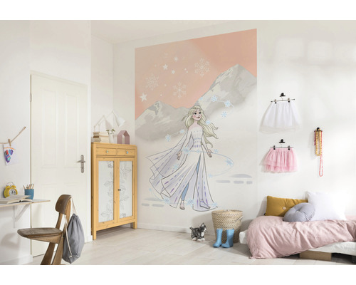 Mädchenzimmer mit einer Fototapete mit einem Motiv aus dem Film Die Eiskönigin