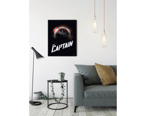 Peinture murale décorative Captain America au-dessus d''un canapé