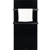 Radiateur de salle de bains noir avec serviette et deux porte-serviettes