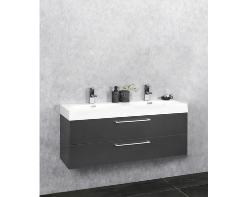 Meuble-lavabo avec deux tiroirs et deux lavabos