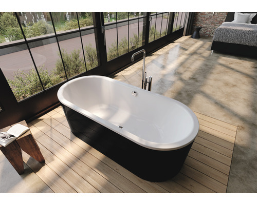 Badewanne KALDEWEI CLASSIC DUO OVAL FREISTEHEND 111-7 80 x 180 cm schwarz alpinweiss glänzend 291249130001