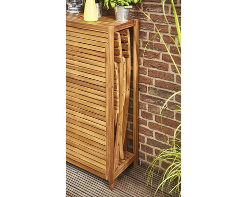 Armoire de jardin avec chaises pliantes en bois pour le rangement extérieur