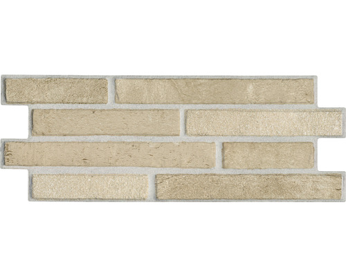 Pierre de parement en grès cérame fin Klimex UltraStrong Long Brick Sahara crème 40x16,6 cm