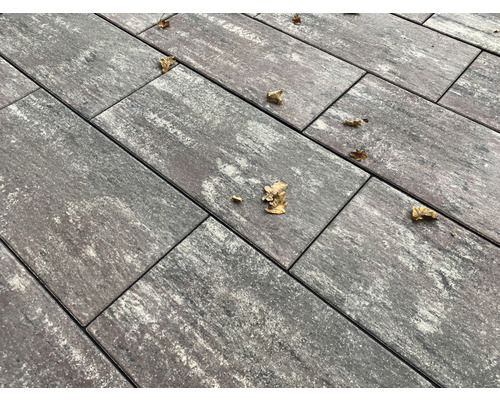 Pose de pavés avec des feuilles