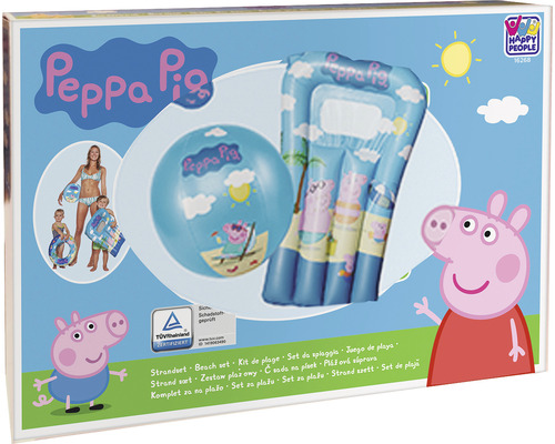 Set de plage Peppa Pig avec matelas pneumatique et ballon dans une boîte
