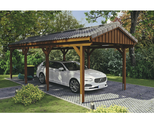 Carport simple SKAN Holz Fichtelberg 317 x 808 cm noyer