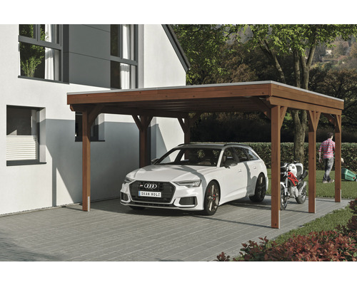 Carport simple SKAN Holz Grunewald 427 x 554 cm noyer