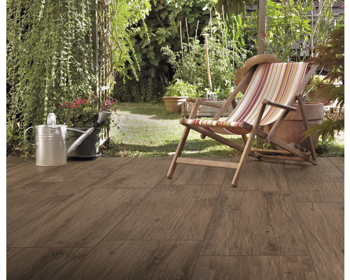 Dalle de terrasse en grès cérame fin FLAIRSTONE Legno Passione caramel bord rectifié 120 x 40 x 2 cm