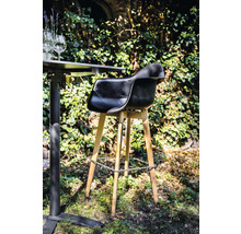 Tabouret de bar avec coque d''assise et pieds en bois à l''extérieur
