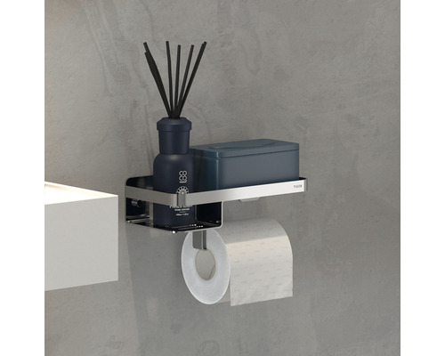 Porte-papier toilette avec étagère et décoration