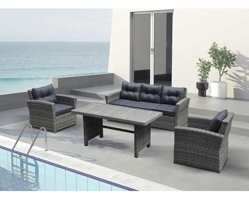 Gartenmöbelset mit Sofa, Sessel und Tisch am Pool