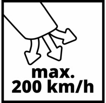 Vitesse de soufflage maximale de 200 kilomètres par heure