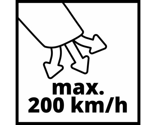 Vitesse de soufflage maximale de 200 kilomètres par heure