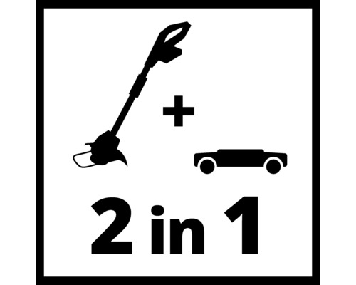 Symbole pour 2 en 1 : Coupe-bordures et tondeuse à gazon