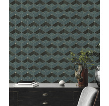 Décoration murale avec papier peint géométrique dans le salon