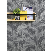 Papier peint intissé 37836-4 Attractive feuilles noir
