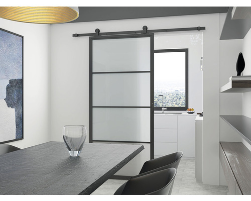 Porte acier 100x215 cm satiné 4 zones système à pointes en haut