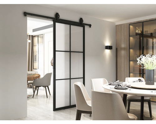 Porte acier 100x235 cm satiné 6 zones système à pointes en haut