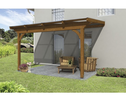 Toit de terrasse en bois avec mobilier de jardin sur terrasse