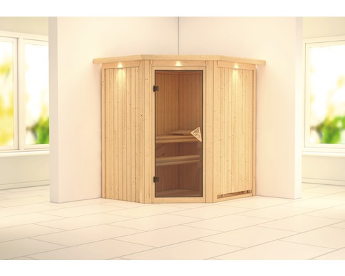 Sauna modulaire Karibu Maurin sans poêle, avec frise de toit