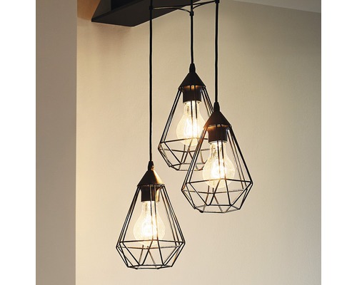 Lampe suspendue 3 ampoules Ø 31 cm noir