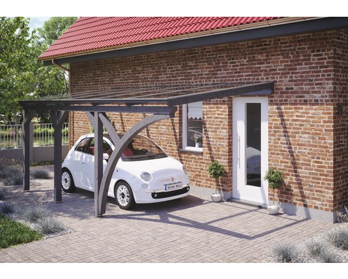 Carport simple SKAN HOLZ Eifel avec ancrages pour poteaux 300x541 cm gris ardoise