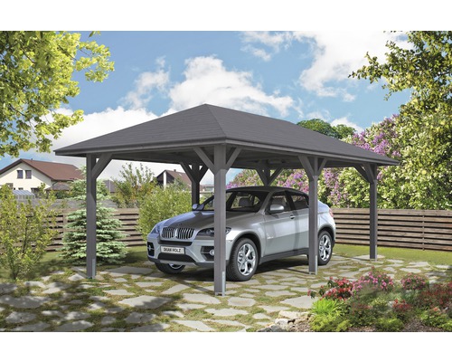 Einzelcarport SKAN HOLZ Taunus 374x656 cm schiefergrau