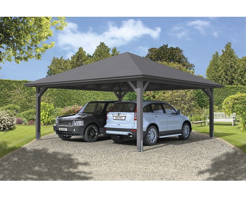 Doppelcarport SKAN HOLZ Taunus 634x634 cm schiefergrau