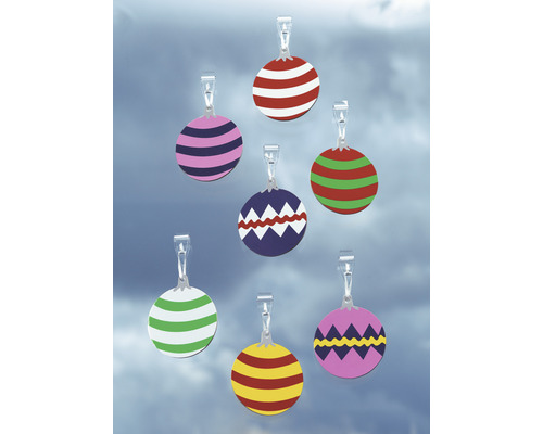 Dekorative Christbaumkugeln mit verschiedenen Mustern und Clip-Verschlüssen