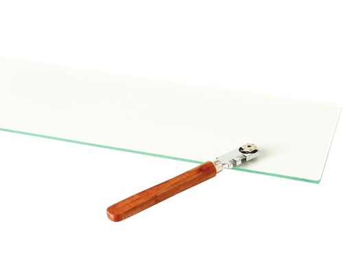 Glasschneider mit Holzgriff und Glasplatte