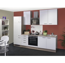 Cuisine complète avec appareils Flex Well Valero 270 cm couleur de façade blanc haute brillance - couleur du corps chêne Sonoma 00008730