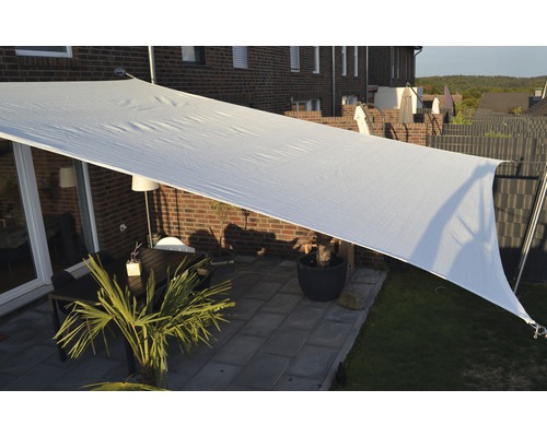 Voile d'ombrage carré Floracord 4,5 x 5,0 m, HDPE 180 g/m² perméable au vent et à l'eau, blanc Voile d'ombrage carré Floracord 4,5 x 5,0 m, HDPE 180 g/m² perméable au vent et à l'eau, blanc