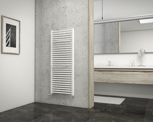 Radiateur de salle de bains SCHULTE Miami 1215x500 mm blanc raccordement des deux côtés en bas