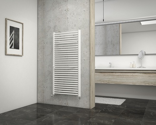 Radiateur de salle de bains SCHULTE Miami 1215x600 mm blanc raccordement des deux côtés en bas