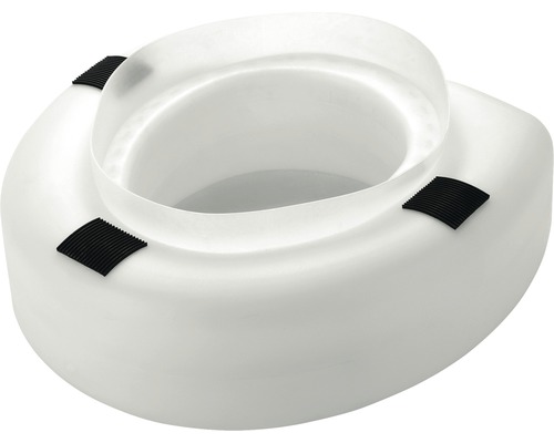 Surélévateur de toilette blanc avec fixations noires