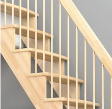 Escalier à limons Pertura Filia bois de hêtre lamellé-collé sans contremarches verni droit 12 Pièce(s) marches/13 pas de marche garde-corps à barres verticales