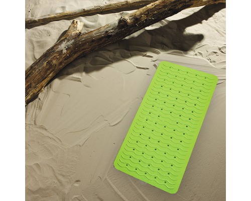 Grüne Badewannenmatte mit wellenförmigem Muster und Saugnäpfen