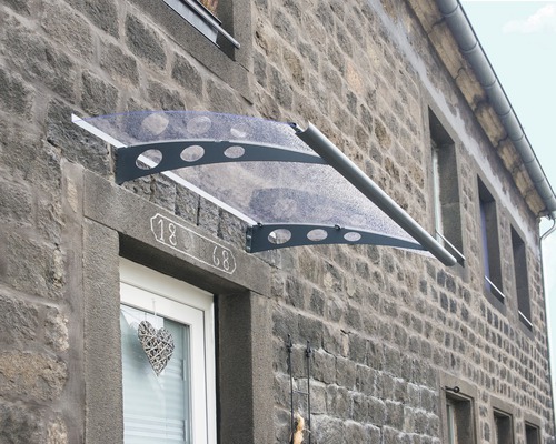 Auvent de porte d''entrée avec découpes rondes sur le cadre