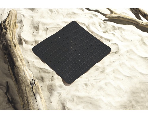 Quadratische, flexible Duschmatte mit wellenförmigem Muster und Löchern für Wasserablauf