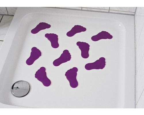 Receveur de douche avec tapis antidérapants en forme de pied