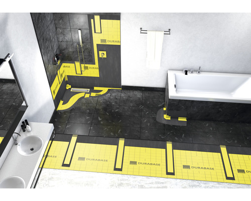 Salle de bain avec manchons d''étanchéité pour douche, baignoire et lavabo