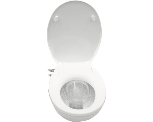 Toilettes avec fonction bidet et couvercle ouvert