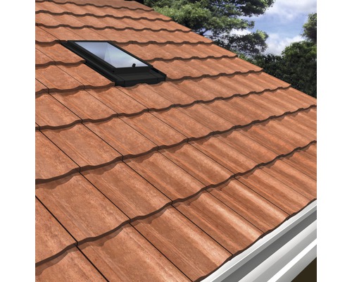 Dach mit Dachfenster und Dachziegeln