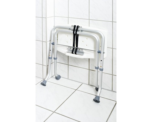 Siège de douche rabattable en aluminium et plastique pour salle de bains