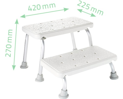 Badehocker mit zwei Stufen und Massangaben