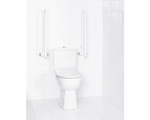 Toilettes avec barres d''appui pour plus de sécurité dans la salle de bain