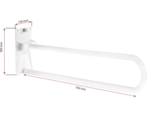 Barre d''appui pour montage mural avec des dimensions de 760 mm x 300 mm